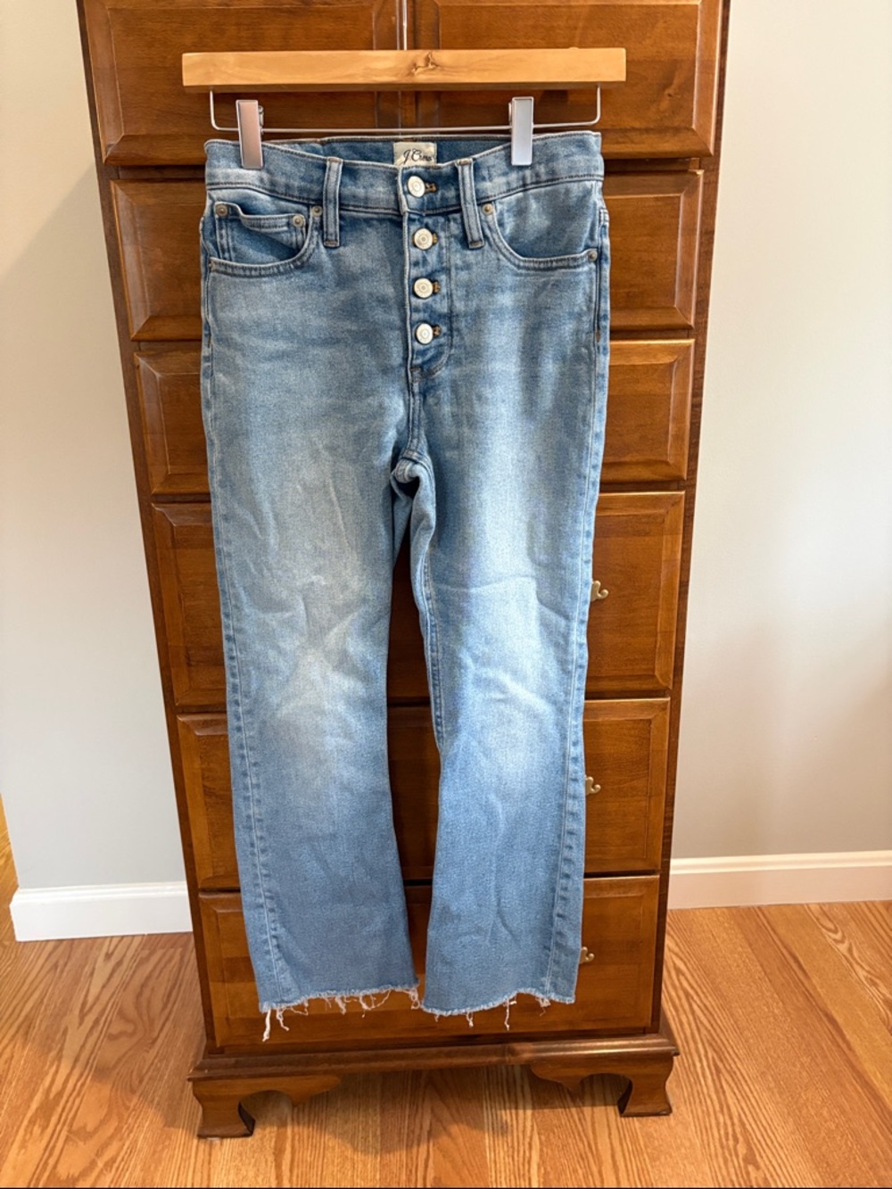 J Crew High-Rise Light Wash Button-Fly Women's Jeans - Light Blue